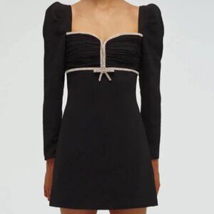 NWT Self Portrait Black Crepe Diamanté Mini Dress